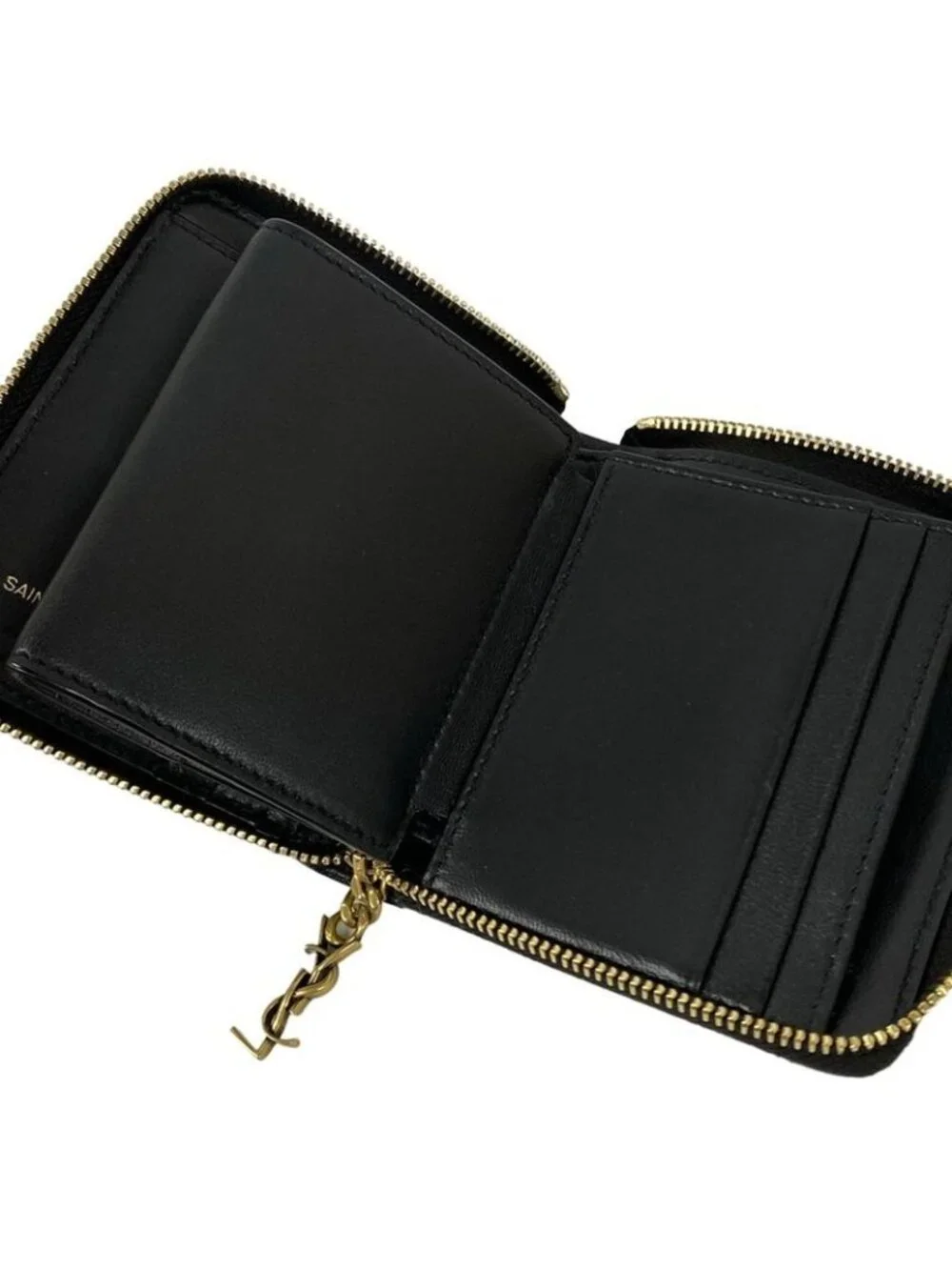 Saint Laurent Paris Bifold Wallet Black Zip Around Leather - Picture 3 of 7
